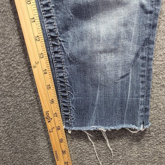 Miss Me Jeans Womens 27 Blue Signature Skinny Embellished Raw Hem *Cut off* - Picture 7 of 10